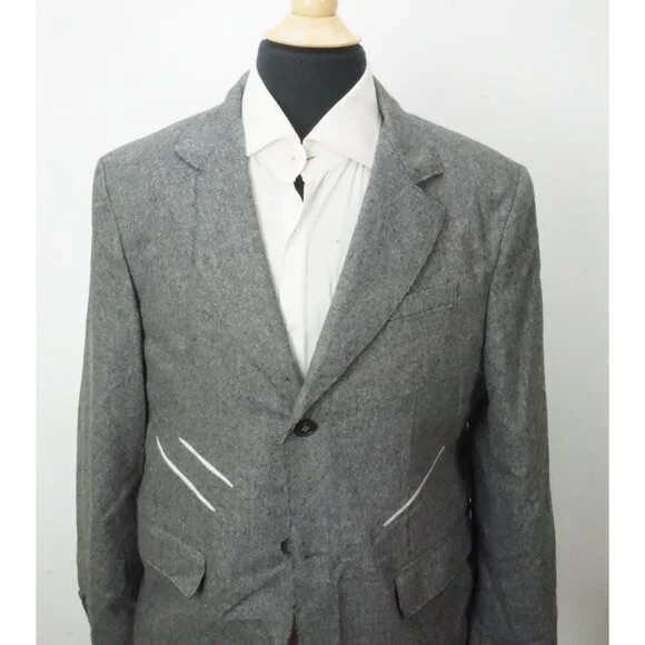 John Varvatos Gray Raw Edge Leather Detail Sport Coat Jacket 40 Brand New Italy